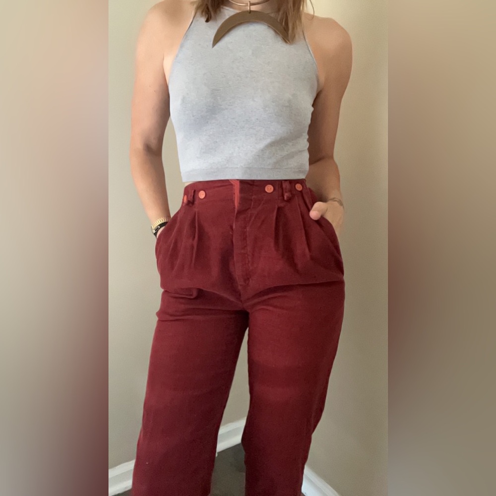 Dark Red Corduroy Pants